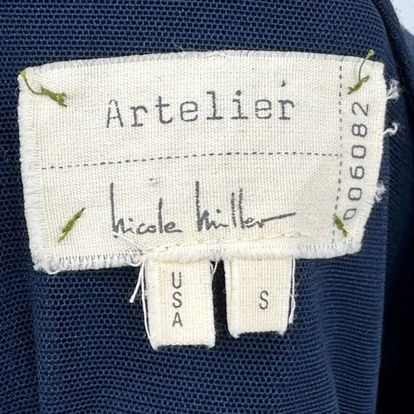 Nicole Miller Artelier Navy Blue Ruched Dress Midi Womens Small 006082 | O134 - Picture 10 of 12